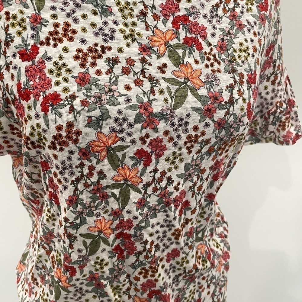 LOFT Linen Floral Short Sleeve Top - Picture 3 of 5